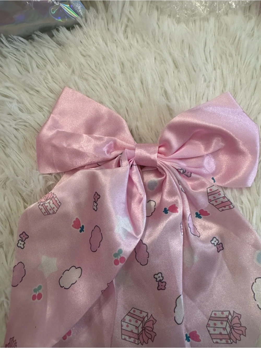 Hello Kitty Pink Satin Bow Hair Scarf coquette hair pin